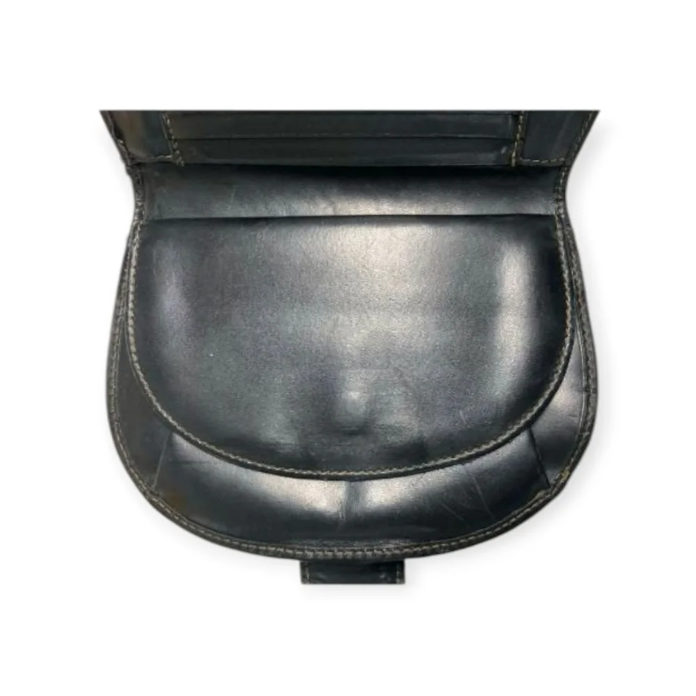 Fendi Vintage Pequin Stripe Half Moon Wallet Brown Black COA